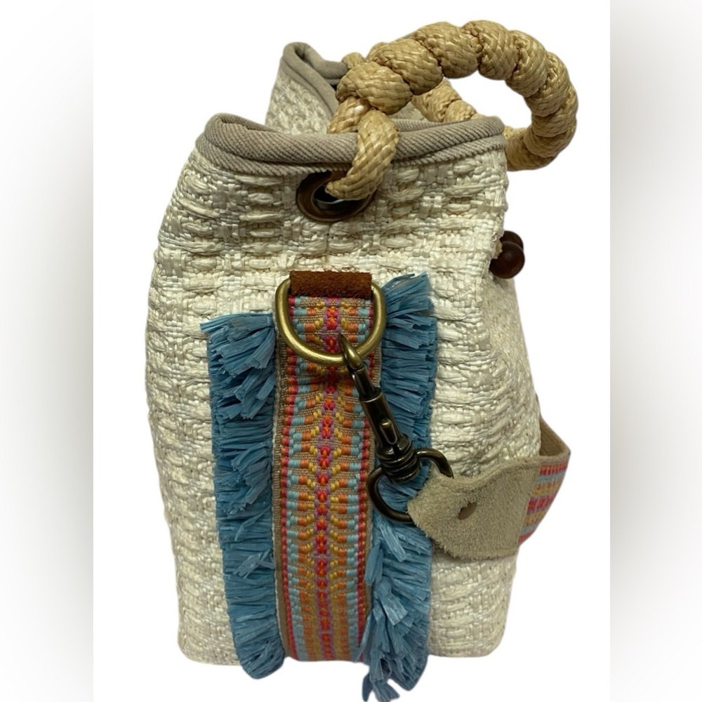 Viamailbag Cayon Fringe Tot Handle Bucket Bag-Made In Italy View 3